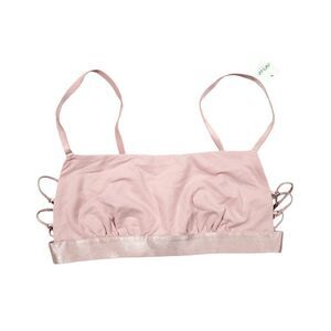 Aerie Square Neck Strappy Side Bralette Size XS Lace Up Unlined Wireless Pink